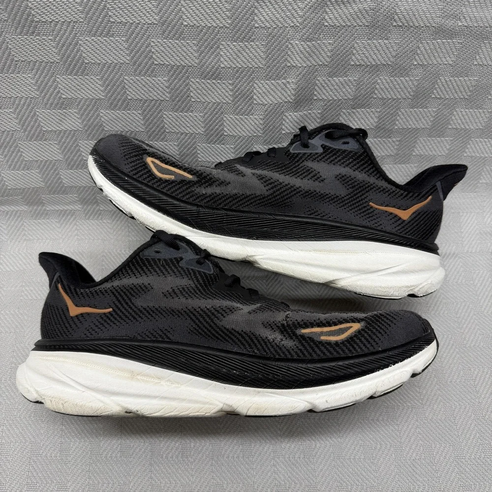 Hoka One One Clifton 9 Shoes Womens Size 9.5 Wide Black‎ Copper Running 1132211